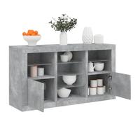 Owoxanthellate Credenza con illuminazione LED RGB, grigio cemento, 123 x 37 x 67 cm, materiale in legno e vetro, moderna per soggiorno, corridoio, camera da letto, armadio comodico con molto spazio