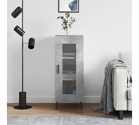 Owoxanthellate Credenza grigio cemento, 34,5 x 34 x 90 cm, in legno con porta in vetro, design moderno, robusto e durevole, per soggiorno, camera da letto e corridoio