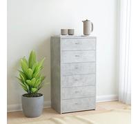 Owoxanthellate Credenza grigio cemento, 50 x 34 x 96 cm, in legno con 6 cassetti scorrevoli, design moderno, robusto e durevole, per soggiorno, camera da letto, ufficio, corridoio
