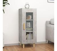 Owoxanthellate Credenza grigio cemento, 90 cm, in legno di eucalipto, porta in vetro, montaggio variabile, comò