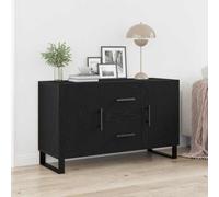 Owoxanthellate Credenza in rovere nero, 100 x 36 x 60 cm, in legno moderno con 2 cassetti, 2 ante, spazio per sala da pranzo, soggiorno, corridoio
