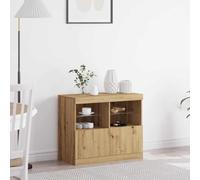 Owoxanthellate Credenza marrone, 81 x 37 x 67 cm, materiale in legno con illuminazione a LED, moderna cassettiera per soggiorno, camera da letto, corridoio, mobili durevoli con porta scorrevole