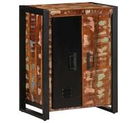 Owoxanthellate Credenza multicolore 55 x 35 x 70 cm, in legno massiccio anticato e ferro, comò rustico con ante, credenza vintage per soggiorno e corridoio, armadietto unico in vero legno