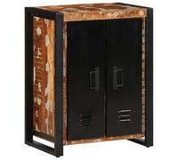 Owoxanthellate Credenza multicolore in legno antico massiccio 55 x 35 x 70 cm con piedini in ferro, design vintage senza tempo, comò compatibile per soggiorno, camera da letto, corridoio