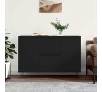 Owoxanthellate Credenza nera, 101,5 x 35 x 70 cm, materiale in legno e gambe in ferro, design moderno e robusta stabilità, moderna per soggiorno, camera da letto, corridoio
