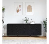Owoxanthellate Credenza nera in rovere 180 x 35 x 70 cm, set da 3 pezzi, design moderno e robusta superficie in legno, ideale come armadio per sala da pranzo, camera da letto