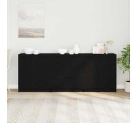 Owoxanthellate Credenza nera rovere 180 x 30 x 70 cm con 4 ante e 1 cassetto, design moderno, robusto materiale in legno per soggiorno, sala da pranzo, camera da letto, corridoio