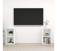 Owoxanthellate Credenza per TV bianca, 72 × 35 × 36,5 cm, in legno, 2 scomparti, posizionabile in alto/orizzontale, moderna, adatta per il soggiorno