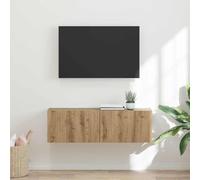 Owoxanthellate Credenza per TV in rovere 98 x 31 x 29,5 cm, sospesa con porta basculante a 90° e 2 ripiani, moderna per montaggio a parete per soggiorno, corridoio e camera da letto