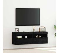 Owoxanthellate Credenza per TV in rovere nero, 60 x 30 x 40 cm, con LED che cambia colore, per soggiorno, camera da letto, corridoio