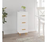 Owoxanthellate Credenza stretta per soggiorno e camera da letto con 3 cassetti in legno bianco 34,5 x 34 x 90 cm Materiale legno e gambe eucalipto Design moderno spazio per corridoio e cucina