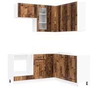 Owoxanthellate Cucina Lucca da 8 pezzi, moderna cucina da incasso in legno effetto legno anticato, blocchi da cucina completi con mobili inferiori per molto spazio e design flessibile della cucina