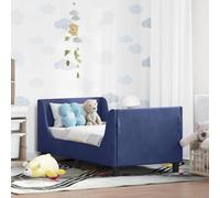 Owoxanthellate Culla in velluto blu polizia, 70 x 140 cm, con rete a doghe, testiera per bambini, moderna, bassa, per piccoli spazi, camera degli ospiti e camera da letto