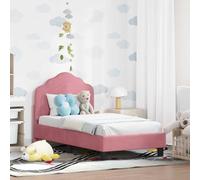 Owoxanthellate Culla in velluto rosa, 70 x 140 cm, con rete a doghe, design piatto, letto singolo, per camera da letto piccola