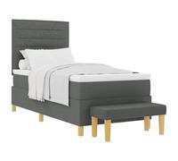 Owoxanthellate Dark Grey - Letto a molle 100 x 200 cm, con materasso integrato e panchina, design moderno, durevole e robusto, per camera da letto e camera degli ospiti