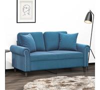 Owoxanthellate Divano a 2 posti in velluto blu, 152 x 77 x 80 cm, divano piccolo con cuscino decorativo, struttura in metallo, larghezza seduta 120 cm, alternativa al divano letto