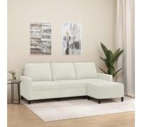 Owoxanthellate Divano a 3 posti con sgabello, in velluto crema, 198 x 77 x 80 cm, piccolo divano letto dal design moderno, robusto struttura in compensato, comodo per soggiorno, ufficio, camera da