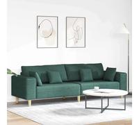 Owoxanthellate Divano a 4 posti, verde scuro, 250 x 77 x 76 cm, moderno divano in tessuto con poliestere traspirante e piedini in cono in legno, comodo e robusto, per soggiorno, casa, ufficio, piccolo