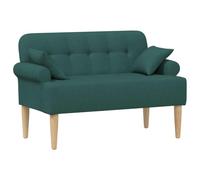 Owoxanthellate Divano a due posti, verde scuro, 120 x 65 x 79 cm, in tessuto, con cuciture a bottoni, divano imbottito con gambe in legno massello, per soggiorno e camera da letto