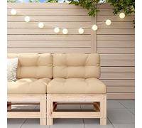 Owoxanthellate Divano centrale 57,5 x 63,5 x 60 cm, in legno di pino non trattato con doghe e cuscino Oxford beige, modulare e robusto, per giardino, balcone, terrazza e giardino d'inverno