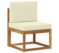Owoxanthellate Divano centrale per esterni in legno massiccio di acacia, divano da giardino modulare senza braccioli, con cuscino in crema, divano singolo in legno per terrazza, balcone, lounge 59 x