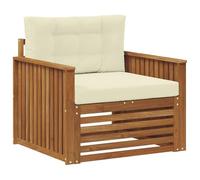 Owoxanthellate Divano da esterno in legno massiccio di macacia, poltroncina da giardino con cuscino per seduta e cuscino per lo schienale, sedile singolo modulare per giardino, terrazza e balcone