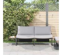Owoxanthellate Divano da giardino 200 x 70 cm, grigio chiaro, in acciaio e cotone, con cuscino, moderno divano da balcone, mini lounge per terrazza, giardino e giardino d'inverno