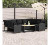 Owoxanthellate Divano da giardino 288 x 181 x 87 cm, in rattan sintetico, resistente alle intemperie, con cuscini spessi, per terrazze, balconi e patio