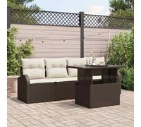 Owoxanthellate Divano da giardino, 5 pezzi, marrone, 234 x 117 x 85 cm, in rattan sintetico, con cuscino pieghevole, design moderno, robusto, per balcone, terrazza, piccolo salotto da giardino