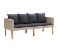 Owoxanthellate Divano da giardino a 2 posti, in polyrattan, con cuscini | Panca in rattan resistente a 2 posti per balcone e terrazza, include cuscini imbottiti spessi in antracite per il massimo