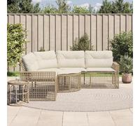 Owoxanthellate Divano da giardino a forma di L, beige, 208 x 208 cm, con poggiapiedi in rattan sintetico, per terrazza, balcone e giardino d'inverno