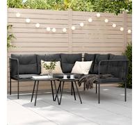 Owoxanthellate Divano da giardino a forma di L, nero, 176 x 175 x 75 cm, in acciaio textilene, con cuscino antracite, mini divano da giardino, per terrazze, balconi