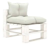 Owoxanthellate Divano da giardino beige in legno di pino, 60 x 67,5 x 60,8 cm, con cuscino per seduta minimalista, mini divano per balcone, terrazza, soggiorno, giardino d'inverno