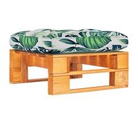 Owoxanthellate Divano da giardino in legno, 60 x 60 x 25 cm, legno di pino impregnato con cuscino a foglie, per balcone, terrazza e soggiorno