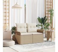 Owoxanthellate Divano da giardino in rattan sintetico, beige, 141 x 62 x 69 cm, design moderno con imbottitura, salone da giardino salvaspazio per piccoli balconi, terrazze e giardini d'inverno
