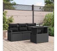 Owoxanthellate Divano da giardino nero, 5 pezzi, 100 x 55 x 73 cm, in rattan sintetico, modulare, con spazio di archiviazione e imbottiture, design moderno, resistente alle intemperie, per balconi
