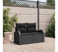 Owoxanthellate Divano da giardino nero, 62 x 69 x 69 x 69 cm, in rattan sintetico, per esterni, piccolo divano con struttura in acciaio, design moderno e resistente alle intemperie, per balcone