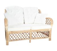 Owoxanthellate Divano in rattan a 2 posti, 125 x 81 x 88 cm, con imbottitura bianca crema, design moderno, robusto e facile da pulire, piccolo divano per soggiorno Living Room Bedroom Balcone