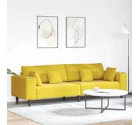 Owoxanthellate Divano in velluto a 4 posti, giallo, 250 x 77 x 76 cm, con braccioli quadrati, gambe coniche, moderna forma Mid-Century, rivestimento in velluto traspirante, per soggiorno e ufficio