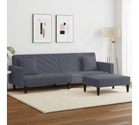 Owoxanthellate Divano letto 2 pezzi grigio scuro velluto 220 x 84 x 69 cm divano letto con funzione letto e poggiapiedi, mini divano angolare estensibile per piccoli soggiorni camera degli ospiti