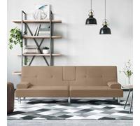 Owoxanthellate Divano letto cappuccino in ecopelle 200 x 89 x 70 cm schienale regolabile tavolo da tè pieghevole con porta bevande USB, struttura robusta per soggiorno, camera degli ospiti, ufficio