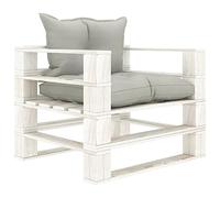 Owoxanthellate Divano per pallet da giardino, 80 x 67,5 x 60,8 cm, in legno di pino con cuscino tortora, robusto, piccolo divano per balcone, giardino e soggiorno