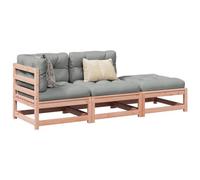 Owoxanthellate Douglasie - Set di 3 divani da giardino, 70 x 70 cm, resistente alle intemperie, con cuscino grigio Oxford modulare, salvaspazio, per piccole terrazze, giardino e balconi