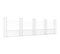 Owoxanthellate Gabbione a forma di U con 5 colonne, cestino in ferro da 500 x 20 x 150 cm, parete per giardino e paesaggio, protezione da sguardi indiscreti e parete di supporto