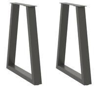 Owoxanthellate Gambe da tavolo a forma di V, 60 x 72-73 cm, colore antracite, piedini per mobili in acciaio verniciato a polvere, inserti di livellamento regolabili, design moderno, per cucina, sala