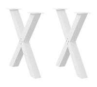 Owoxanthellate Gambe da tavolo da pranzo bianche a forma di X 80 x 72 - 73 cm in acciaio verniciato a polvere con piedini di livellamento regolabili, design moderno e elevata portata, 2 pezzi per