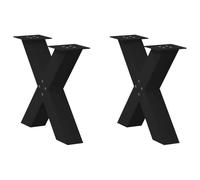 Owoxanthellate Gambe nere per tavolino, 50 x 43 cm, in metallo, a forma di X, con viti, piedini regolabili in altezza, in acciaio, design moderno e portata adatta per soggiorno, ufficio, corridoio