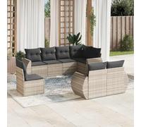 Owoxanthellate Garden lounge 8 pezzi - Piccolo salotto in polyrattan grigio chiaro per balcone, terrazza e giardino d'inverno, 62 x 62 x 69 cm, resistente alle intemperie, con cuscino rimovibile e