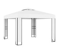 Owoxanthellate Gazebo 3 x 3 m bianco con doppio tetto in poliestere resistente alle intemperie, struttura in acciaio verniciato a polvere e design moderno per giardino, terrazza e barbecue