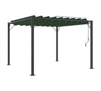 Owoxanthellate Gazebo con tetto a lamelle 3 x 3 m, gazebo da giardino in alluminio con manovella per giardino e terrazza, tetto a lamelle regolabile, verde (2,95 x 3 x 2,14 m)